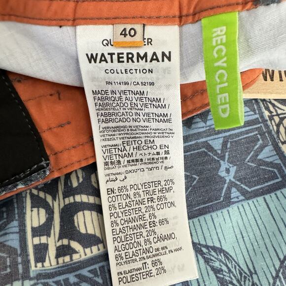 Quiksilver Waterman Stretch Hybrid Board Shorts Mens Sz 40 Blue Tropical Surf - Picture 5 of 10